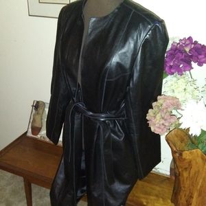 INC Black Leather Long Coat XL